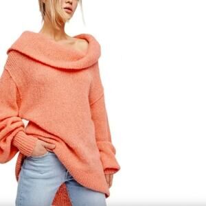 Free People Ophelia Coral Orange Oversized Pullover Sweater
